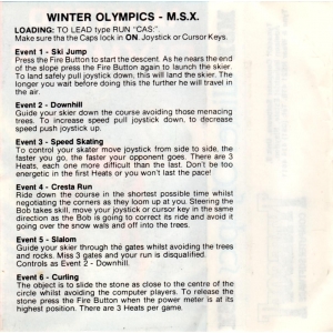 Winter Olympics (1986, MSX, Tynesoft)
