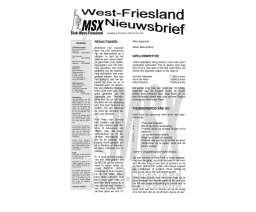 West-Friesland Nieuwsbrief 29 - MSX Club West Friesland (MCWF)