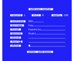 MSX Address Master (1985, MSX, James Ralph)