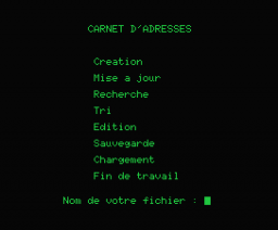 Carnet d'Adresses (1985, MSX, Power Soft)