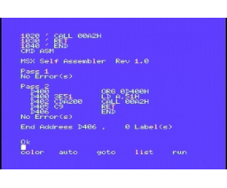 Monitor Assembler / Graphic Editor (1983, MSX, MIA)