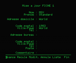 Carnet d'Adresses (1985, MSX, Power Soft)