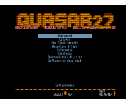 Quasar #27 (1994, MSX2, First Class Software, MSX Club Gouda, The Unicorn Corporation)