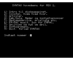 Syntax Disk-MAGASiN #1 (1992, MSX, MSX2, MSX Brugerklubben)