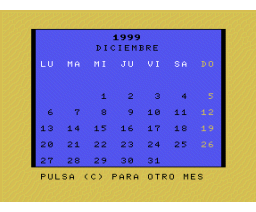 Calendario perpetuo (1986, MSX, Luis Antonio Martínez Amago)