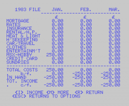 Home Budget (1984, MSX, A. J. Pack, S. E. Pack)