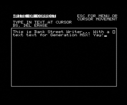 Bank Street Writer (1985, MSX, Brøderbund Software)
