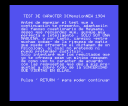Test de Carácter (1984, MSX, DIMensionNEW)