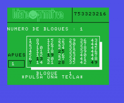 Lotería Primitiva (MSX, Edit Soft)
