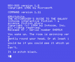 The Hitchhiker's Guide to the Galaxy (1984, MSX, Infocom)
