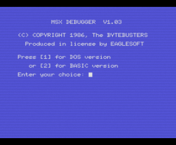 Debugger (1986, MSX, The Bytebusters)