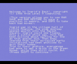 Ingrid's Back! (1988, MSX, Level 9 Computing)