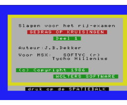 Slagen voor het rij-examen (1986, MSX, Wolters Software)