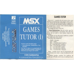Games Tutor (I) (1986, MSX, Manhattan Transfer)