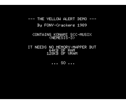 Yellow Alert Demo (1989, MSX2, Fony)