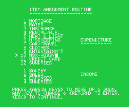 Home Budget (1984, MSX, A. J. Pack, S. E. Pack)