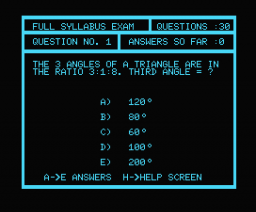 Maths 'O' Level Examiner (1984, MSX, Shield Software)