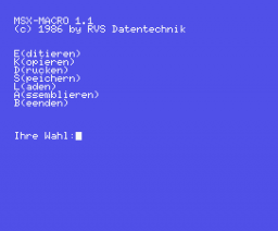 MSX-MACRO (1985, MSX, RVS Datentechnik)