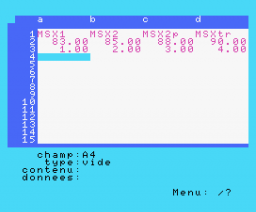Minicalc (1985, MSX, Nice Ideas)