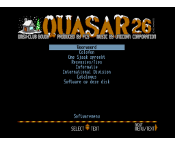 Quasar #26 (1993, MSX2, First Class Software, MSX Club Gouda, The Unicorn Corporation)