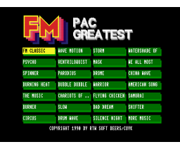 FM PAC Greatest (1990, MSX2, RTW Soft)