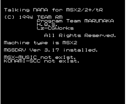 Talking Nana chan Remix (1995, MSX2, Team RM)