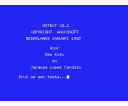 MS Text (1985, MSX, Aackosoft)