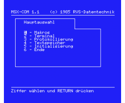 MSX-COM Kommunikationsprogramm (1985, MSX, RVS Datentechnik)