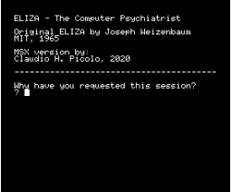 Eliza for MSX (2020, MSX, Joseph Weizenbaum)