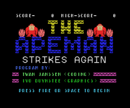 The Apeman Strikes Again (1985, MSX, The Bytebusters)