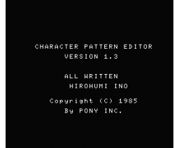 Pattern Editor "Robin" (1985, MSX, Pony Canyon)
