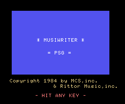 PSG Musiwriter (1984, MSX, Rittor Music / MCS)