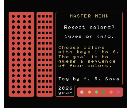 Master Mind (2026, MSX, Y. R. Sova)