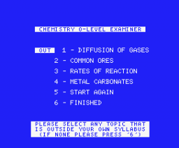 Chemistry 'O' Level Examiner (1984, MSX, Shield Software)