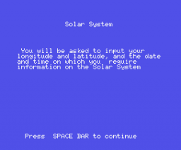 Star Seeker - Solar System (1984, MSX, Mirrorsoft)