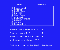 Brian Clough's Football Fortunes (1987, MSX, CDS Software)